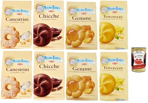 Mulino Bianco Canestrini, Chicche al cacao, Tenerezze limone, Gemme, Testpaket Biscotti, Kekse mit Zucker mit Eiszeit, Kekse mit Kakao, zitrone cookies biscuits, 8x 200g + Italian Gourmet polpa 400g Mulino Bianco Canestrini, Chicche al cacao, Tenerezze limone, Gemme, Testpaket Biscotti, Kekse mit Zucker mit Eiszeit, Kekse mit Kakao, zitrone cookies biscuits, 8x 200g + Italian Gourmet polpa 400g von Italian Gourmet E.R.