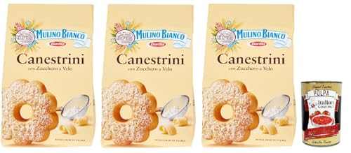 Mulino Bianco Canestrini Biscotti Con Zucchero A Velo, Kekse mit Zucker mit Eiszeit, Frische Butter und Eier, cookies biscuits, 3x 200g + Italian Gourmet polpa 400g Mulino Bianco Canestrini Biscotti Con Zucchero A Velo, Kekse mit Zucker mit Eiszeit, Frische Butter und Eier, cookies biscuits, 3x 200g + Italian Gourmet polpa 400g von Italian Gourmet E.R.