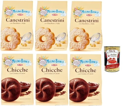 Mulino Bianco Canestrini Chicche al cacao Testpaket Biscotti Con Zucchero A Velo, Kekse mit Zucker mit Eiszeit und Kekse mit Kakao, cookies biscuits, 6x 200g + Italian Gourmet polpa 400g Mulino Bianco Canestrini Chicche al cacao Testpaket Biscotti Con Zucchero A Velo, Kekse mit Zucker mit Eiszeit und Kekse mit Kakao, cookies biscuits, 6x 200g + Italian Gourmet polpa 400g von Italian Gourmet E.R.
