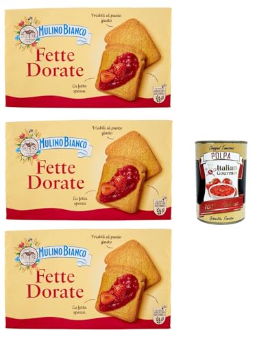 Mulino Bianco Fette Biscottate Dorate, Frühstückskekse, Zwieback kekse gebackenem Brot 3x 630g + Italian Gourmet polpa 400g Mulino Bianco Fette Biscottate Dorate, Frühstückskekse, Zwieback kekse gebackenem Brot 3x 630g + Italian Gourmet polpa 400g von Italian Gourmet E.R.