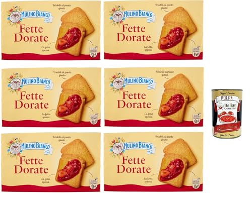 Mulino Bianco Fette Biscottate Dorate, Frühstückskekse, Zwieback kekse gebackenem Brot 6x 630g + Italian Gourmet polpa 400g Mulino Bianco Fette Biscottate Dorate, Frühstückskekse, Zwieback kekse gebackenem Brot 6x 630g + Italian Gourmet polpa 400g von Italian Gourmet E.R.