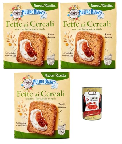 Mulino Bianco Fette biscottate ai cereali 3x 315g Getreide Zwieback, Frühstückskekse, Zwieback kekse gebackenem Brot + Italian Gourmet polpa 400g Mulino Bianco Fette biscottate ai cereali 3x 315g Getreide Zwieback, Frühstückskekse, Zwieback kekse gebackenem Brot + Italian Gourmet polpa 400g von Italian Gourmet E.R.