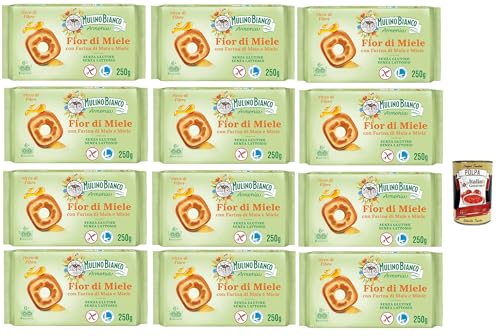 Mulino Bianco Fior di Miele Biscotti Frollini, Kekse mit Millefiori Honig, gluten free biscuits mit Maismehl, Laktose -freier, Gluten und Palmöl, Mulino Armonia, 12x 250g + Italian Gourmet polpa 400g Mulino Bianco Fior di Miele Biscotti Frollini, Kekse mit Millefiori Honig, gluten free biscuits mit Maismehl, Laktose -freier, Gluten und Palmöl, Mulino Armonia, 12x 250g + Italian Gourmet polpa 400g von Italian Gourmet E.R.