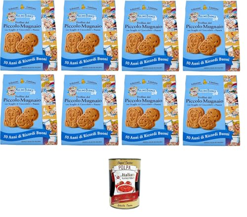 Mulino Bianco Frollini del Piccolo Mugnaio con scaglie di cioccolato e panna Piccolo Miller Kekse mit Schokoladenflocken und Sahne Limited Edition 8x300gr + Italian Gourmet polpa 400g Mulino Bianco Frollini del Piccolo Mugnaio con scaglie di cioccolato e panna Piccolo Miller Kekse mit Schokoladenflocken und Sahne Limited Edition 8x300gr + Italian Gourmet polpa 400g von Italian Gourmet E.R.