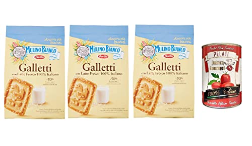 Mulino Bianco Galletti Kekse italien biscuits cookies 3x 350g + Italian Gourmet 100% italienische geschälte Tomaten dosen 400g von Italian Gourmet E.R.