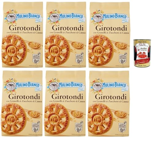 Mulino Bianco Girotondi Biscotti con Granelli di Zucchero di Canna, Kekse mit Zuckerzuckerkörnern, Ohne Palmöl, Frühstück voller Geschmack, buscits cookies 6x 350 g + Italian Gourmet polpa 400 g Mulino Bianco Girotondi Biscotti con Granelli di Zucchero di Canna, Kekse mit Zuckerzuckerkörnern, Ohne Palmöl, Frühstück voller Geschmack, buscits cookies 6x 350 g + Italian Gourmet polpa 400 g von Italian Gourmet E.R.