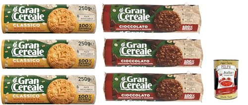 Mulino Bianco Gran Cereale Classico und schokolade korn getreide kekse Multi Cerealien 6x 250g + Italian Gourmet polpa 400g von Italian Gourmet E.R.