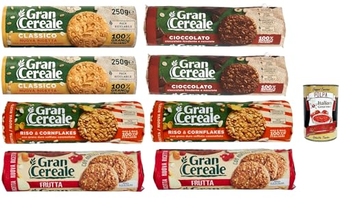 Mulino Bianco Gran Cereale Testpaket Classico, Schokolade, Frutta und Croccante korn getreide kekse Multi Cerealien 8x 250g + Italian Gourmet polpa 400g Mulino Bianco Gran Cereale Testpaket Classico, Schokolade, Frutta und Croccante korn getreide kekse Multi Cerealien 8x 250g + Italian Gourmet polpa 400g von Italian Gourmet E.R.