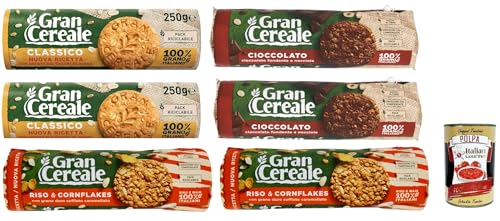 Mulino Bianco Gran Cereale Testpaket Classico, Schokolade und Croccante korn getreide kekse Multi Cerealien 6x 250g + Italian Gourmet polpa 400g von Italian Gourmet E.R.
