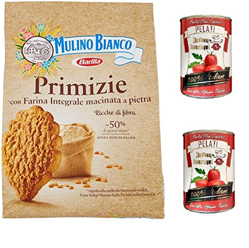 Mulino Bianco Kekse Primizie 700g Italien biscuits cookies kuchen brioche + Italian Gourmet 100% italienische geschälte Tomaten dosen 2x 400g von Italian Gourmet E.R.