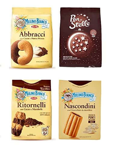 Mulino Bianco Kekse testpaket Abbracci Pan di stelle, Nascondini, Ritornelli 3 x 700g 1x 600g + Italian Gourmet polpa 400g von Italian Gourmet E.R.