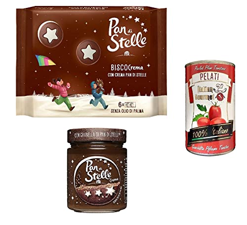 Mulino Bianco Pan di stelle Biscocrema 168g + pan di stelle crema Spalmabile Haselnuss Streichfähige Sahne 330g + Italian Gourmet 100% italienische geschälte Tomaten dosen 400g von Italian Gourmet E.R.