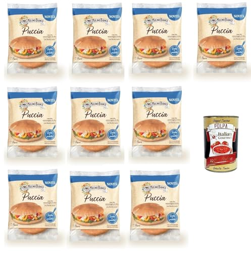 Mulino Bianco Puccia, brot panini mit nativem Olivenöl extra und Sauerteig, bread 10x 200gr + Italian Gourmet polpa 400g Mulino Bianco Puccia, brot panini mit nativem Olivenöl extra und Sauerteig, bread 10x 200gr + Italian Gourmet polpa 400g von Italian Gourmet E.R.