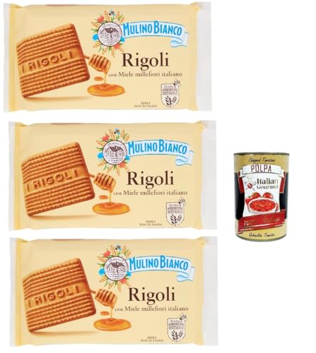 Mulino Bianco Rigoli Biscotti con Miele Millefiori Italiano, Kekse mit italienischem Millefiori-Honig, biscuits cookies, 3x 400 g + Italian Gourmet polpa 400g Mulino Bianco Rigoli Biscotti con Miele Millefiori Italiano, Kekse mit italienischem Millefiori-Honig, biscuits cookies, 3x 400 g + Italian Gourmet polpa 400g von Italian Gourmet E.R.