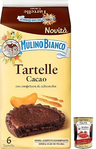 Mulino Bianco Tartelle Cacao,Süße Snacks,Kakaokuchen mit Aprikosenfüllung,Packung mit 288g, jede Packung enthält 6 Kuchen à 48g + Italian Gourmet Polpa di Pomodoro 400g Dose von Italian Gourmet E.R.