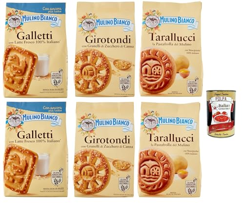 Mulino Bianco Testpaket, Galletti, Girotondi, Macine, Kekse mit frischen 100% italienischen Eier und Milch, cookies biscuits, 6x 350 g + Italian Gourmet polpa 400g Mulino Bianco Testpaket, Galletti, Girotondi, Macine, Kekse mit frischen 100% italienischen Eier und Milch, cookies biscuits, 6x 350 g + Italian Gourmet polpa 400g von Italian Gourmet E.R.