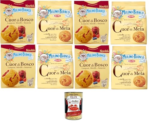 Mulino Bianco Testpaket Cuori DI Mela, Cuor di Bosco Weicher Mürbeteig mit Apfel-Himbeer-, Blaubeer- und Schwarzkirschfüllung 8x300gr+ Italian Gourmet polpa 400g Mulino Bianco Testpaket Cuori DI Mela, Cuor di Bosco Weicher Mürbeteig mit Apfel-Himbeer-, Blaubeer- und Schwarzkirschfüllung 8x300gr+ Italian Gourmet polpa 400g von Italian Gourmet E.R.