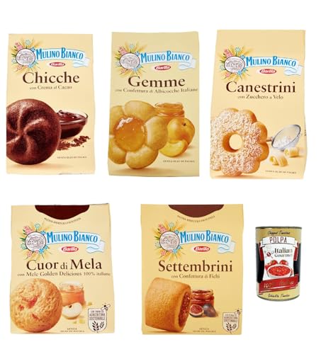 Mulino Bianco Testpaket Kekse Canestrini - Gemme - Chicche - Cuor di Mela - Settembrini , cookies biskuits 3x200g 2x 300g + Italian Gourmet polpa 400g Mulino Bianco Testpaket Kekse Canestrini - Gemme - Chicche - Cuor di Mela - Settembrini , cookies biskuits 3x200g 2x 300g + Italian Gourmet polpa 400g von Italian Gourmet E.R.