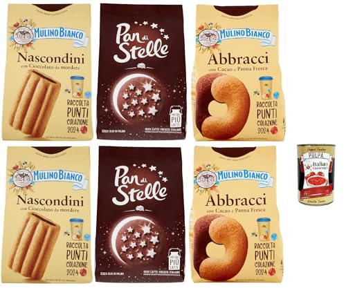 Mulino Bianco Testpaket Pan di stelle - Abbracci - Nascondini Shortbread Kekse mit Schokolade zum Anbeißen biscuits cookies, 2x 330 g - 4x 350g + Italian gourmet polpa 400g Mulino Bianco Testpaket Pan di stelle - Abbracci - Nascondini Shortbread Kekse mit Schokolade zum Anbeißen biscuits cookies, 2x 330 g - 4x 350g + Italian gourmet polpa 400g von Italian Gourmet E.R.