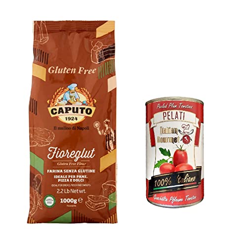 Mulino Caputo Fioreglut Glutenfreies Mehl 1kg + Italian Gourmet Pomodori 100% italienisch Pelati Ganze Geschälte Pflaume Tomaten sauce dose 400g von Italian Gourmet E.R.