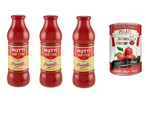 Mutti Passata Tomatenpüree, 3er Pack + Italian Gourmet 100% italienische geschälte Tomaten dosen 400g von Italian Gourmet E.R.