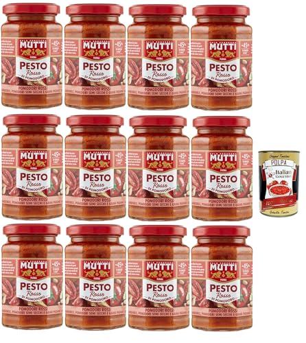 Mutti Pesto Rosso Pomodori Rossi Rotes Tomatenpesto Pasta Sauce 100% italienische Tomate Glas 12x 180g Würzsaucen mit Mandeln, Tomaten,getrockneten Samen und Grana Padano + Italian Gourmet polpa 400g Mutti Pesto Rosso Pomodori Rossi Rotes Tomatenpesto Pasta Sauce 100% italienische Tomate Glas 12x 180g Würzsaucen mit Mandeln, Tomaten,getrockneten Samen und Grana Padano + Italian Gourmet polpa 400g von Italian Gourmet E.R.