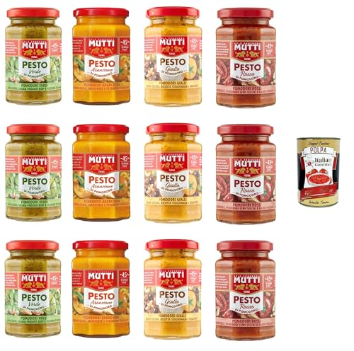 Mutti Pesto Testpaket Pomodori Tomatenpesto Pasta Sauce 100% italienische Tomate Glas 12x 180g Würzsaucen mit Cashewnüssen, Grana Padano und Pecorino Romano + Italian Gourmet polpa 400g Mutti Pesto Testpaket Pomodori Tomatenpesto Pasta Sauce 100% italienische Tomate Glas 12x 180g Würzsaucen mit Cashewnüssen, Grana Padano und Pecorino Romano + Italian Gourmet polpa 400g von Italian Gourmet E.R.