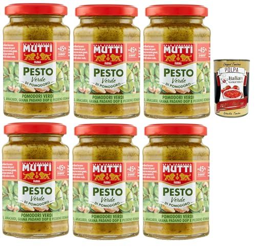 Mutti Pesto Verde Pomodori Verdi Grünes Tomatenpesto Pasta Sauce 100% italienische Tomate Glas 6x 180g Würzsaucen mit Cashewnüssen, Grana Padano und Pecorino Romano + Italian Gourmet polpa 400g Mutti Pesto Verde Pomodori Verdi Grünes Tomatenpesto Pasta Sauce 100% italienische Tomate Glas 6x 180g Würzsaucen mit Cashewnüssen, Grana Padano und Pecorino Romano + Italian Gourmet polpa 400g von Italian Gourmet E.R.
