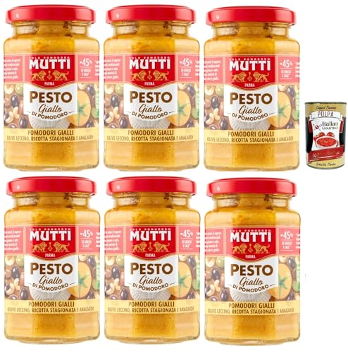 Mutti Pesto di Pomodoro giallo, Pesto mit gelben Tomaten, Oliven, erfahrener Ricotta und Anacardi 6x 190g + Italian Gourmet polpa 400g Mutti Pesto di Pomodoro giallo, Pesto mit gelben Tomaten, Oliven, erfahrener Ricotta und Anacardi 6x 190g + Italian Gourmet polpa 400g von Italian Gourmet E.R.