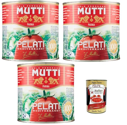 Mutti Professional Sugo Pelati Mediterranei Mediterrane Geschälte Tomaten, medeterrian style peeled tomatoes 3x 2,5Kg + italian gourmet polpa 400g Mutti Professional Sugo Pelati Mediterranei Mediterrane Geschälte Tomaten, medeterrian style peeled tomatoes 3x 2,5Kg + italian gourmet polpa 400g von Italian Gourmet E.R.