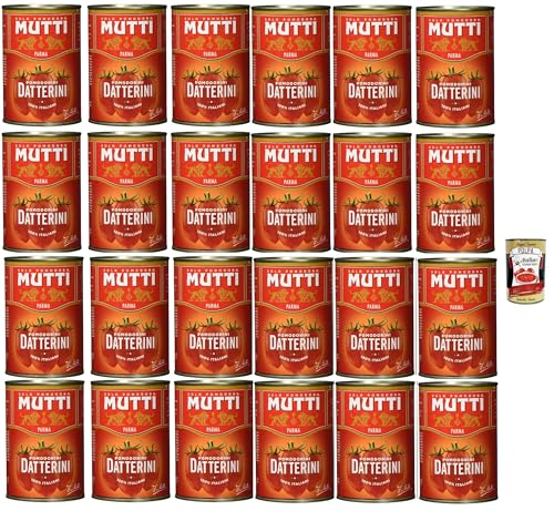 Mutti Salsa Pomodori Datterini, Sauce Datteltomaten, Leckere Kirschtomaten mit einer unverkennbaren, länglichen Form, 100% Italiener, 24x 400g + Italian Gourmet polpa 400g Mutti Salsa Pomodori Datterini, Sauce Datteltomaten, Leckere Kirschtomaten mit einer unverkennbaren, länglichen Form, 100% Italiener, 24x 400g + Italian Gourmet polpa 400g von Italian Gourmet E.R.