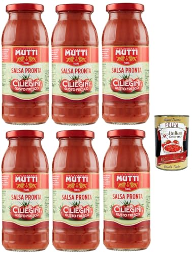 Mutti Salsa Pronta Ciliegini Gusto Fresco Fertige Soße Kirschtomate Italienische Tomate Glasflasche 6x 300g + Italian Gourmet polpa 400g Mutti Salsa Pronta Ciliegini Gusto Fresco Fertige Soße Kirschtomate Italienische Tomate Glasflasche 6x 300g + Italian Gourmet polpa 400g von Italian Gourmet E.R.