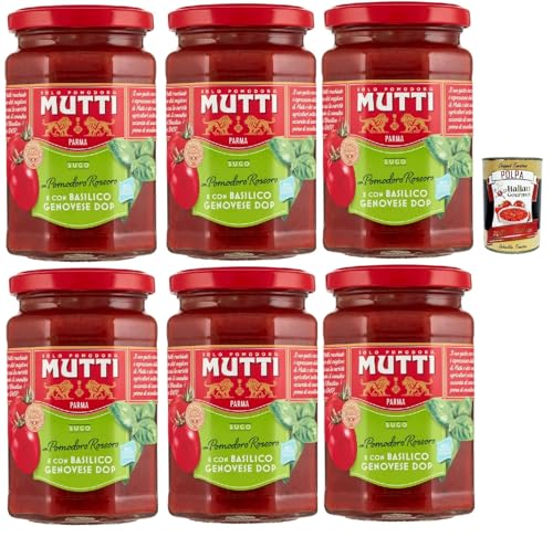 Mutti Sugo di pomodori con pomodoro rossoro e con "Basilico Genovese DOP, Tomatensauce mit Rossoro -Tomaten und mit "Genovese Basilikum Dop", 6x 280g + Italian Gourmet polpa 400g Mutti Sugo di pomodori con pomodoro rossoro e con "Basilico Genovese DOP, Tomatensauce mit Rossoro -Tomaten und mit "Genovese Basilikum Dop", 6x 280g + Italian Gourmet polpa 400g von Italian Gourmet E.R.