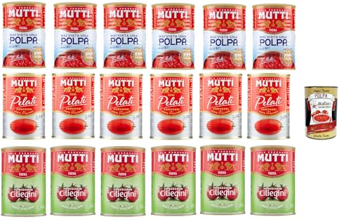 Mutti Testpaket, Pelati, pomodorini, polpa di Pomodoro Tomato Pulp Tomato Sauce 100% Italian 18x 400 + Italian Gourmet polpa 400g von Italian Gourmet E.R.