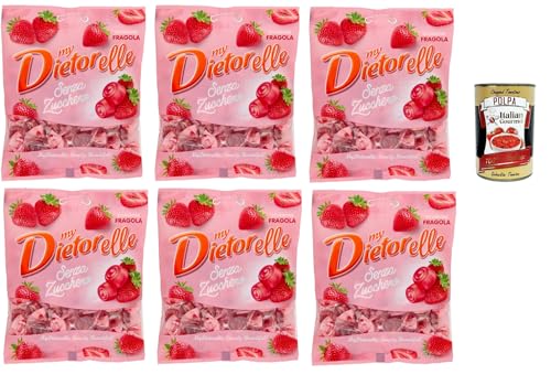 My Dietorelle Caramelle Gommose al Gusto di Fragola, Gummibonbonbons mit dem Erdbeergeschmack, 100% vegan, Zucker ohne glutenfrei, 6x 70 g + Italian Gourmet polpa 400g My Dietorelle Caramelle Gommose al Gusto di Fragola, Gummibonbonbons mit dem Erdbeergeschmack, 100% vegan, Zucker ohne glutenfrei, 6x 70 g + Italian Gourmet polpa 400g von Italian Gourmet E.R.