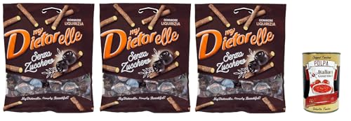 My Dietorelle Caramelle Gommose al Gusto di Liquirizia, Gummibonbonbons mit dem Geschmack von Süßholz, 100% vegan, Zucker ohne glutenfrei, 3x 70 g + Italian Gourmet polpa 400g My Dietorelle Caramelle Gommose al Gusto di Liquirizia, Gummibonbonbons mit dem Geschmack von Süßholz, 100% vegan, Zucker ohne glutenfrei, 3x 70 g + Italian Gourmet polpa 400g von Italian Gourmet E.R.