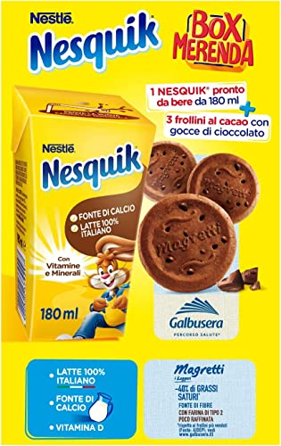 NESQUIK BOX MERENDA Milchgetränk mit Fettarmem Kakao und 3 Shortbread Kekse Magretti Galbusera 207g von Italian Gourmet E.R.