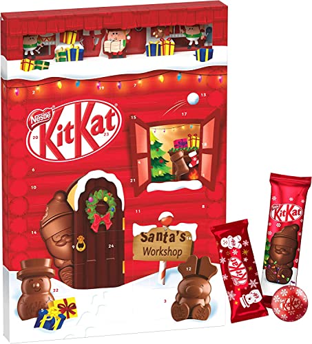 NESTLÉ KITKAT Calendario dell'Avvento Adventskalender Schokolade mit 3D-Effekt, Weihnachtskalender mit 24 Schokoladenfiguren und Kugeln mit Knusperstückchen, 3er Pack (3 x 208g) von Italian Gourmet E.R.