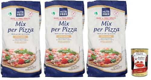 NUTRIFREE Mix per Pizza, senza glutine, Gluten -freies Mehl für Pizza, Laktose und ohne Milchproteine, 3x 1Kg + Italia Gourmet polpa 400g NUTRIFREE Mix per Pizza, senza glutine, Gluten -freies Mehl für Pizza, Laktose und ohne Milchproteine, 3x 1Kg + Italia Gourmet polpa 400g von Italian Gourmet E.R.