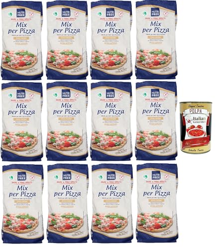 NUTRIFREE farina Mix per Pizza, senza glutine, Gluten -freies Mehl für Pizza, Laktose und ohne Milchproteine, 12x 1Kg + Italia Gourmet polpa 400g NUTRIFREE farina Mix per Pizza, senza glutine, Gluten -freies Mehl für Pizza, Laktose und ohne Milchproteine, 12x 1Kg + Italia Gourmet polpa 400g von Italian Gourmet E.R.