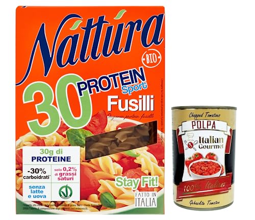 Náttúra Protein Sport Pasta Fusilli aus Biologischem Anbau,reich an Proteinen,Packung mit 250g + Italian Gourmet Polpa di Pomodoro 400g Dose Náttúra Protein Sport Pasta Fusilli aus Biologischem Anbau,reich an Proteinen,Packung mit 250g + Italian Gourmet Polpa di Pomodoro 400g Dose von Italian Gourmet E.R.