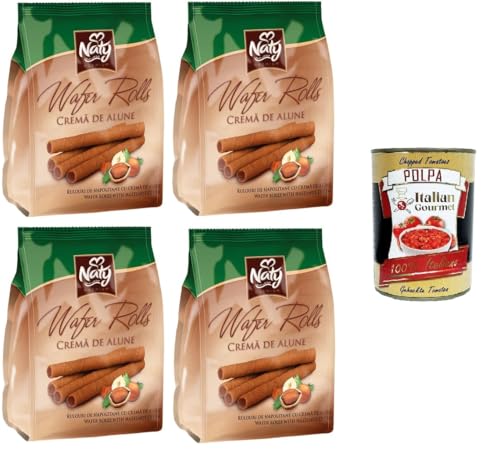 Naty Premium Wafer Rolls Hazelnut Cream Haselnusscreme Waffeln, Sandwiches, 4x100gr + Italian Gourmet polpa 400g Naty Premium Wafer Rolls Hazelnut Cream Haselnusscreme Waffeln, Sandwiches, 4x100gr + Italian Gourmet polpa 400g von Italian Gourmet E.R.