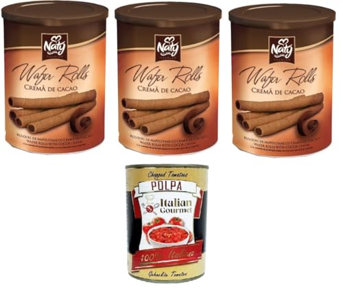 Naty Premium Wafers Rolls Cremà de Cacao Waffeln, Brötchen, Kakaocreme 3x 400gr + Italian Gourmet polpa 400g Naty Premium Wafers Rolls Cremà de Cacao Waffeln, Brötchen, Kakaocreme 3x 400gr + Italian Gourmet polpa 400g von Italian Gourmet E.R.