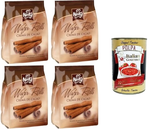 Naty Premium Wafers Rolls Cremà de Cacao Waffeln, Brötchen, Kakaocreme 4x 100gr + Italian Gourmet polpa 400g Naty Premium Wafers Rolls Cremà de Cacao Waffeln, Brötchen, Kakaocreme 4x 100gr + Italian Gourmet polpa 400g von Italian Gourmet E.R.