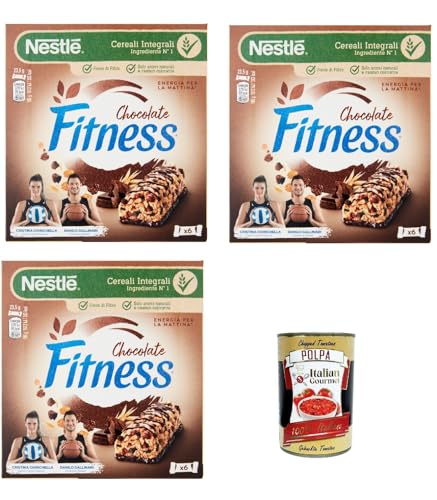 Nestlé Fitness Barrette di Cereali Integrali al cioccolato , Schokoladen Vollkornriegel, 3x 141g Packung, Jede Packung enthält 6 Riegel à 23,5g + Italian Gourmet polpa 400g Nestlé Fitness Barrette di Cereali Integrali al cioccolato , Schokoladen Vollkornriegel, 3x 141g Packung, Jede Packung enthält 6 Riegel à 23,5g + Italian Gourmet polpa 400g von Italian Gourmet E.R.