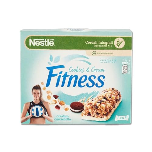 Nestlé Fitness Cookies & Cream Müsliriegel mit Stücken von Kakaokeksen und weiße Schokoladenstückchen ( 4 x 23,5g ) 94g von Italian Gourmet E.R.