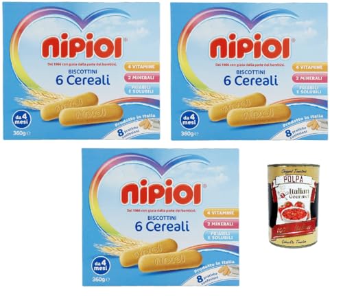 Nipiol Biscottini 6 Cereali, 3x 360 g + Italian Gourmet polpa 400g Nipiol Biscottini 6 Cereali, 3x 360 g + Italian Gourmet polpa 400g von Italian Gourmet E.R.