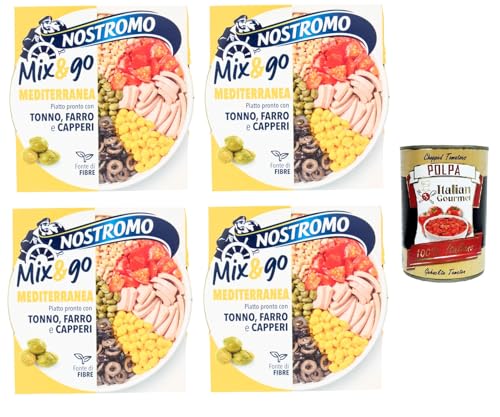 Nostromo Mix & Go Mediterranea Fertiggericht mit Thunfisch, Dinkel und Kapern 4x190gr + Italian Gourmet Polpa 400g Nostromo Mix & Go Mediterranea Fertiggericht mit Thunfisch, Dinkel und Kapern 4x190gr + Italian Gourmet Polpa 400g von Italian Gourmet E.R.