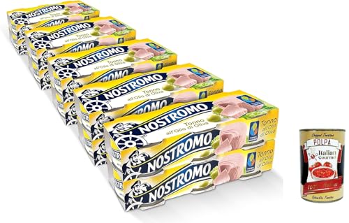 Nostromo - Thunfisch mit Olivenöl, 30x 70gr Dosen. Escort -Format aus 10 Packungen. Proteinquelle ohne Konservierungsmittel + Italian Gourmet polpa 400g von Italian Gourmet E.R.