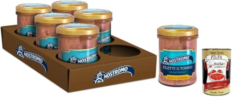 Nostromo - natürliche Thunfischfilets, 6 Gläser von 180gr. Überlegene Qualität, handgefertigt, Quelle von Omega 3 + Italian Gourmet polpa 400g Nostromo - natürliche Thunfischfilets, 6 Gläser von 180gr. Überlegene Qualität, handgefertigt, Quelle von Omega 3 + Italian Gourmet polpa 400g von Italian Gourmet E.R.